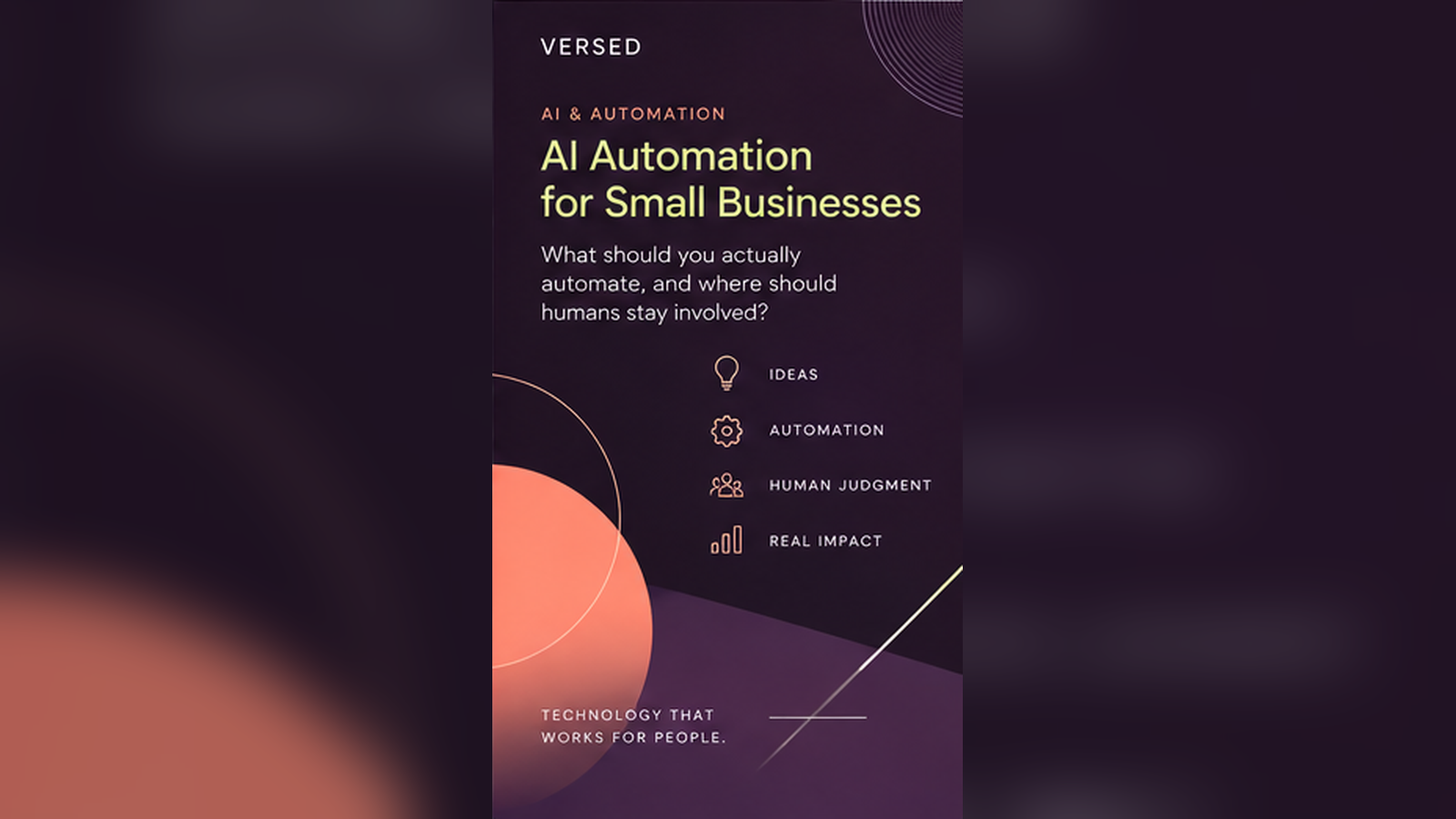 Versed Insights cover for AI Automation for Small Businesses with abstract automation graphics.