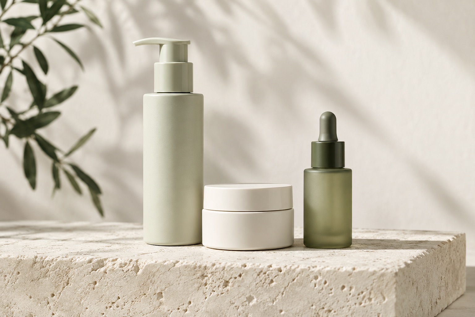Illustrative unbranded skincare packaging study